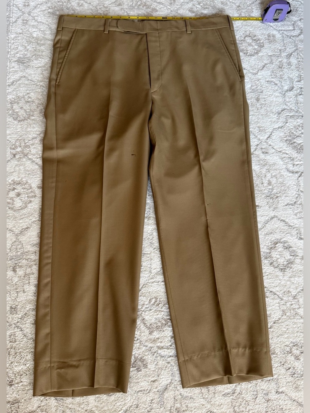 Holland & Sherry Men's Classic Dark Tan Khaki Dress Pants Slacks Trousers *READ
